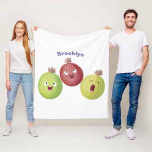 Cute gooseberry trio singing cartoon  fleece blanket