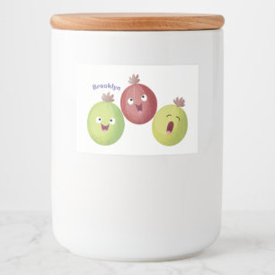 Cute gooseberry trio singing cartoon food label