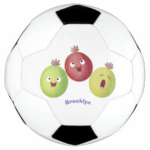Cute gooseberry trio singing cartoon football
