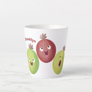 Cute gooseberry trio singing cartoon latte mug