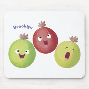Cute gooseberry trio singing cartoon mouse mat