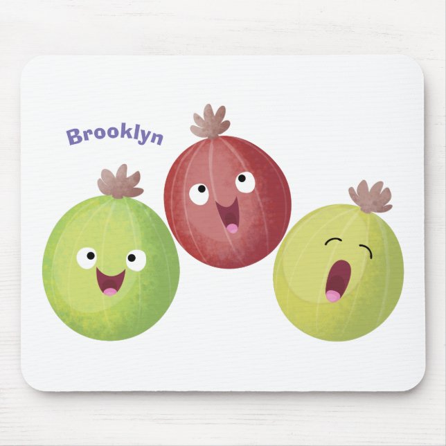Cute gooseberry trio singing cartoon mouse mat (Front)