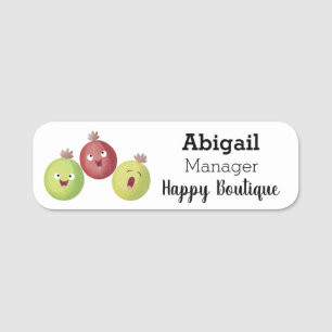 Cute gooseberry trio singing cartoon name tag