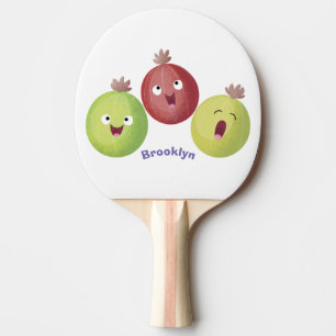 Cute gooseberry trio singing cartoon ping pong paddle