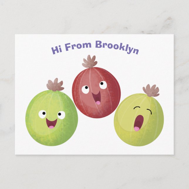 Cute gooseberry trio singing cartoon  postcard (Front)