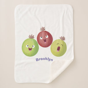 Cute gooseberry trio singing cartoon sherpa blanket