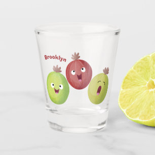 Cute gooseberry trio singing cartoon shot glass
