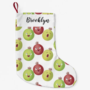 Cute gooseberry trio singing cartoon small christmas stocking