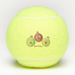 Cute gooseberry trio singing cartoon tennis balls