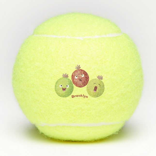 Cute gooseberry trio singing cartoon tennis balls (Front)
