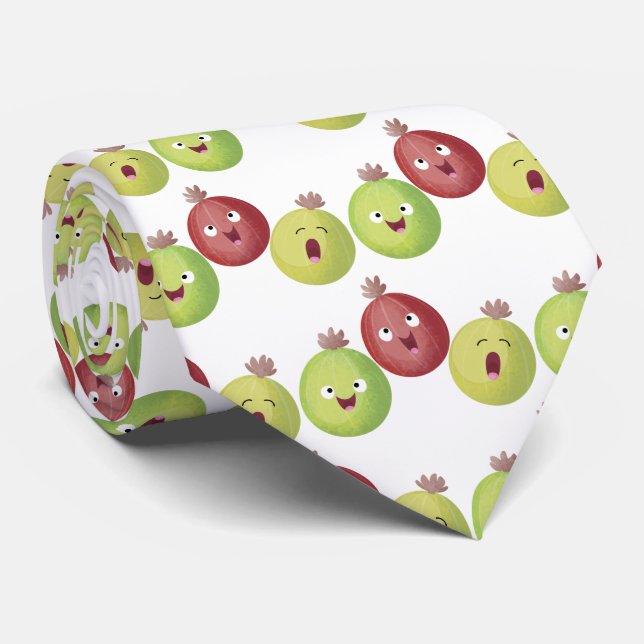 Cute gooseberry trio singing cartoon tie (Rolled)