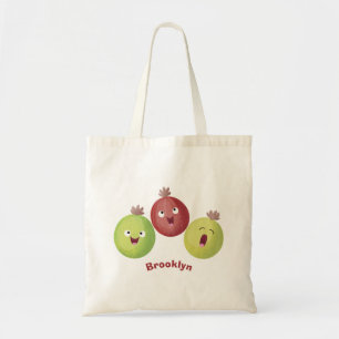 Cute gooseberry trio singing cartoon tote bag