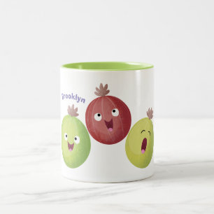 Cute gooseberry trio singing cartoon Two-Tone coffee mug