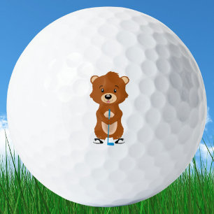Cute Gopher Holding Golf Club Golf Balls