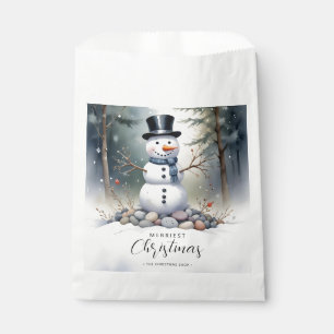 Cute Gorgeous Snowman Frosted Landscape Forest Favour Bags