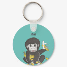 Cute Gorilla Animal Name Keychain