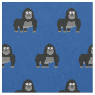 Cute Gorilla Kid Baby Nursery Blue Ape Fabric