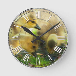 Cute Gosling Round Clock