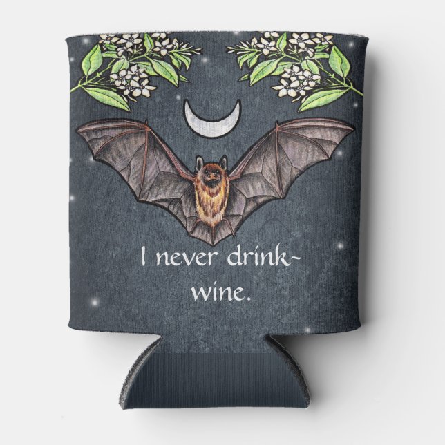 Cute Goth Bat Can Cooler (Front)