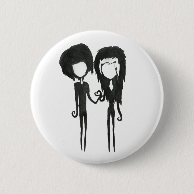 Cute Goth Boy and Girly Alternative Art 6 Cm Round Badge (Front)