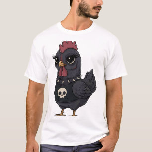 Cute Goth Chicken Emo Punk Rock Farm Animal Skull T-Shirt