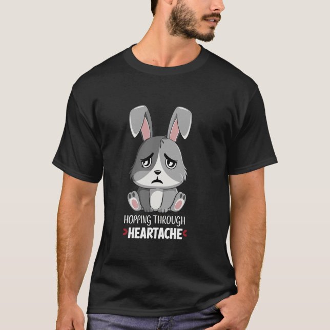 Cute Goth Emo Bunny Graphics Dark Humour Bunny T-S T-Shirt (Front)