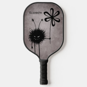 Cute Goth Evil Flower Bug Vintage Name Pickleball Paddle
