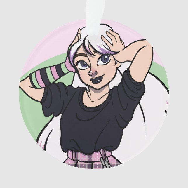 Cute Goth Girl Christmas Ornament (Front)