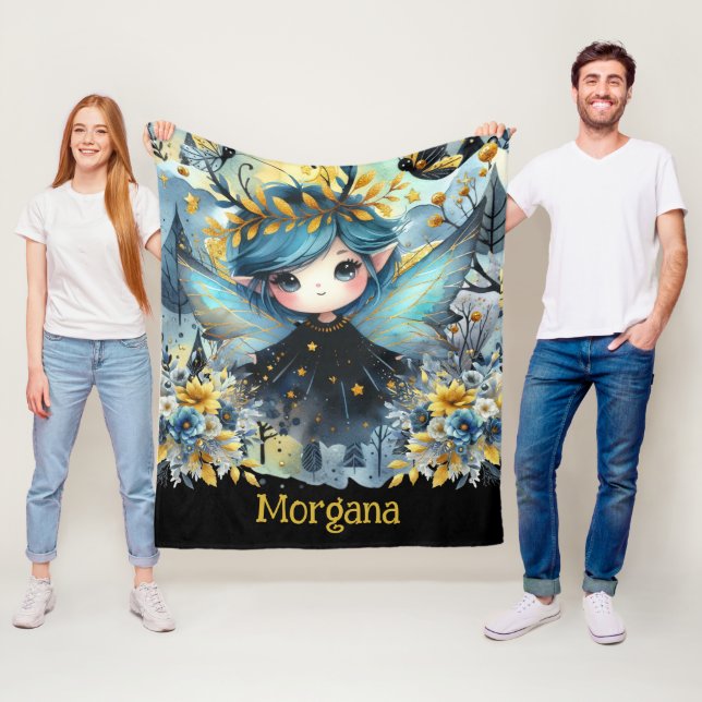 Cute Goth Girl Custom Decor Gift Gothic Girls Fleece Blanket (In Situ)