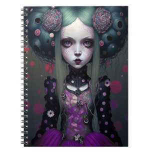 Cute Goth Girl Purple Black Fantasy Art Notebook