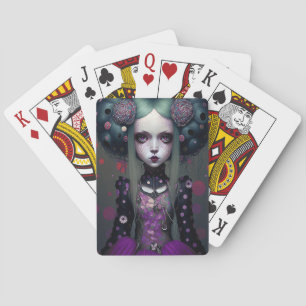 Cute Goth Girl Purple Black Fantasy Art Playing Cards