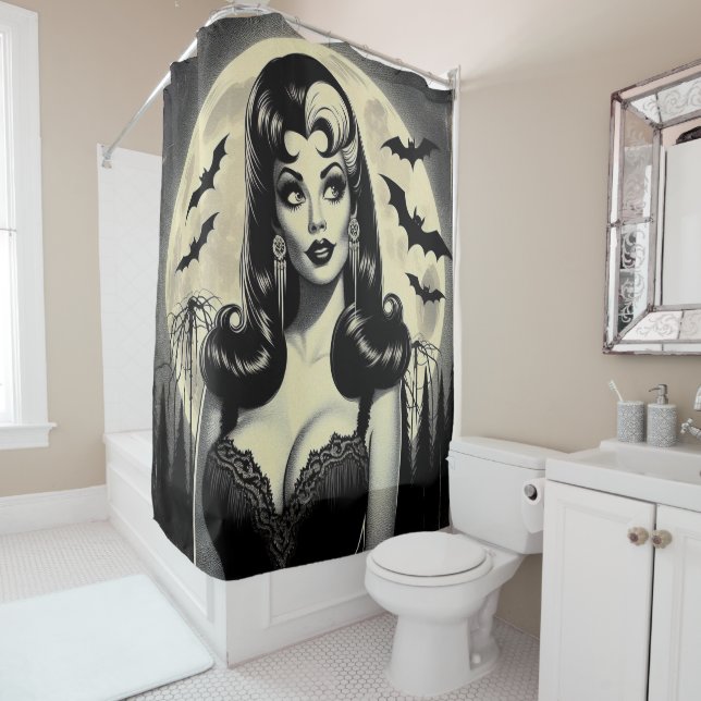 Cute Goth Girl Shower Curtain (In Situ)