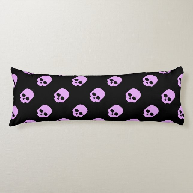 Cute Goth Pink Skulls Body Cushion (Front)