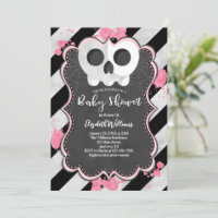 Cute Goth Punk Skull Girl Baby Shower Invitation