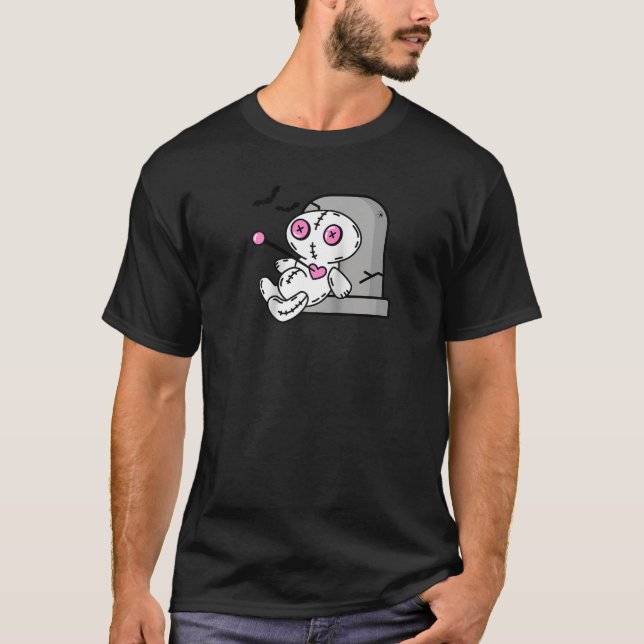 Cute Goth Voodoo Doll Halloween Spooky Pink Emo He T-Shirt (Front)