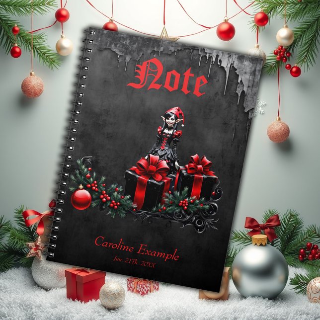 Cute Gothic Christmas Elf. Notebook (Creator Uploaded)