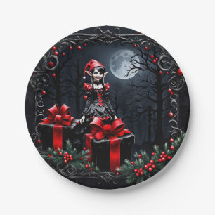 Cute Gothic Christmas Elf. Paper Plate