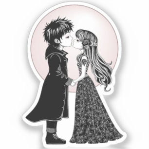 Cute Gothic Emo Kids Kiss Valentine's Day