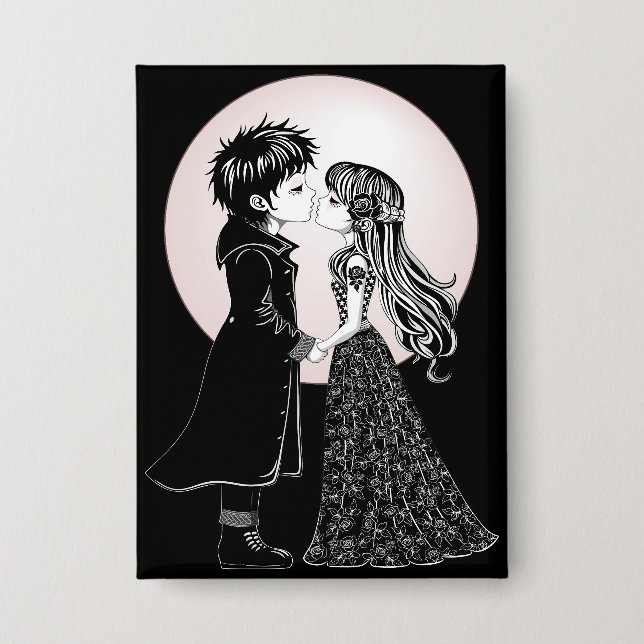 Cute Gothic Emo Kids Kiss Valentine's Day  (Front)
