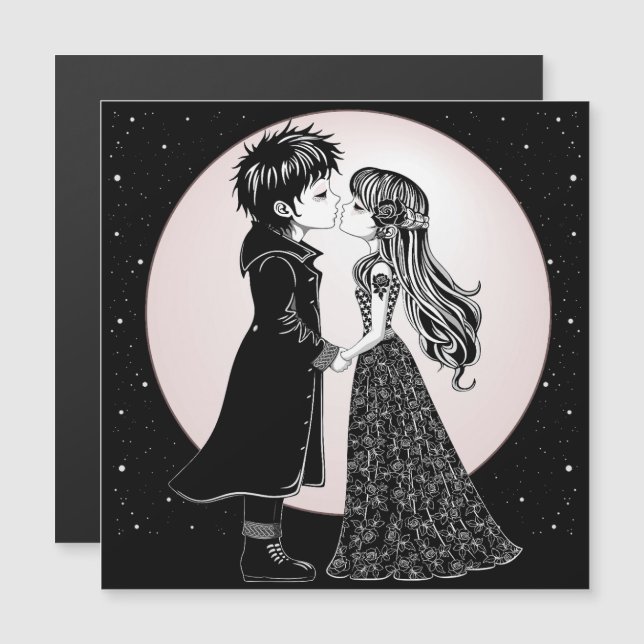 Cute Gothic Emo Kids Kiss Valentine's Day  (Front/Back)
