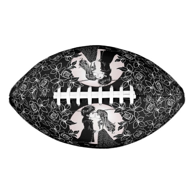 Cute Gothic Emo Kids Kiss Valentine's Day  American Football (Front)