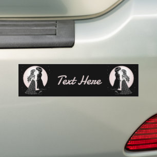 Cute Gothic Emo Kids Kiss Valentine's Day  Bumper Sticker