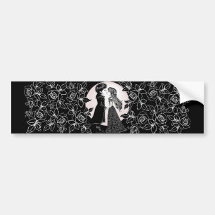 Cute Gothic Emo Kids Kiss Valentine's Day  Bumper Sticker