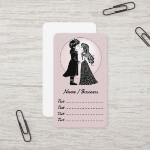 Cute Gothic Emo Kids Kiss Valentine's Day Business Card