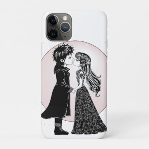 Cute Gothic Emo Kids Kiss Valentine's Day  iPhone 11 Pro Case