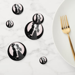 Cute Gothic Emo Kids Kiss Valentine's Day Confetti