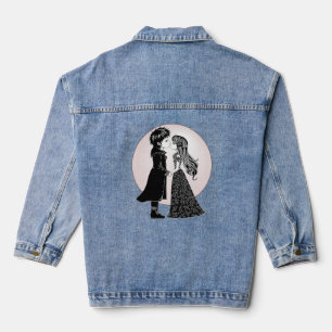 Cute Gothic Emo Kids Kiss Valentine's Day  Denim Jacket
