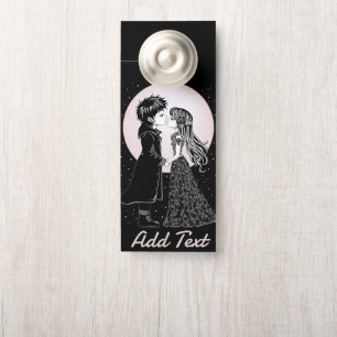 Cute Gothic Emo Kids Kiss Valentine's Day  Door Hanger