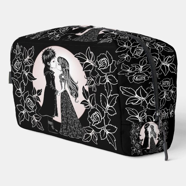Cute Gothic Emo Kids Kiss Valentine's Day  Dopp Kit (Right Corner)
