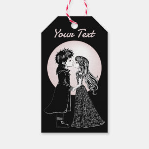 Cute Gothic Emo Kids Kiss Valentine's Day Gift Tags